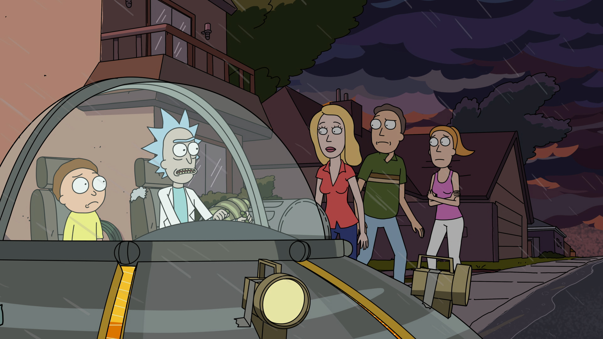 Live wallpaper Rick and Morty in the car / interface personalization