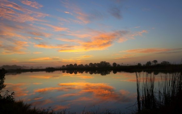 Earth Sunrise Lake Landscape Florida USA Cloud Sky Morning Dawn Reflection HD Wallpaper | Background Image