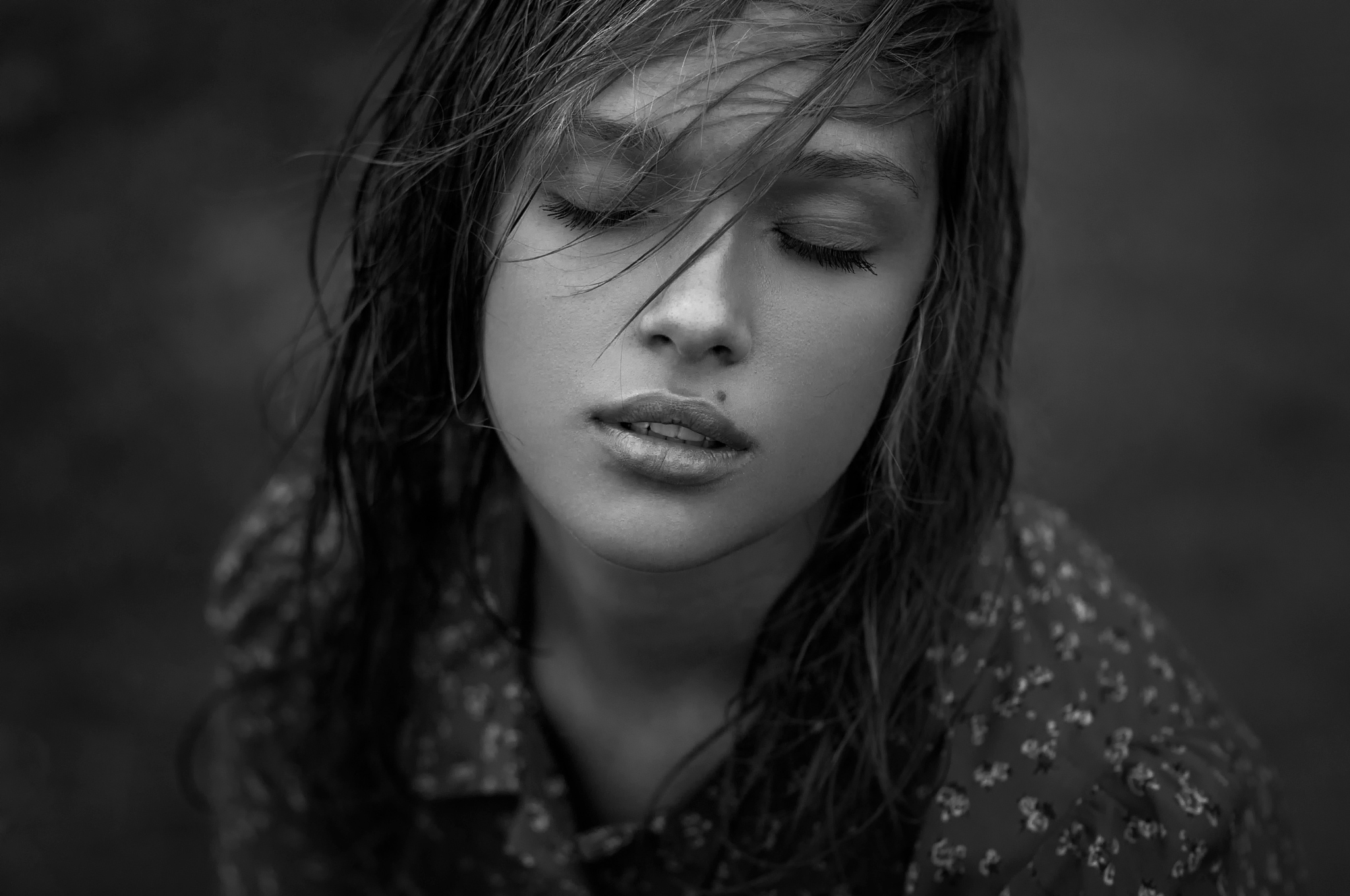 Download Face Black & White Model Woman Mood HD Wallpaper by Ann Nevreva