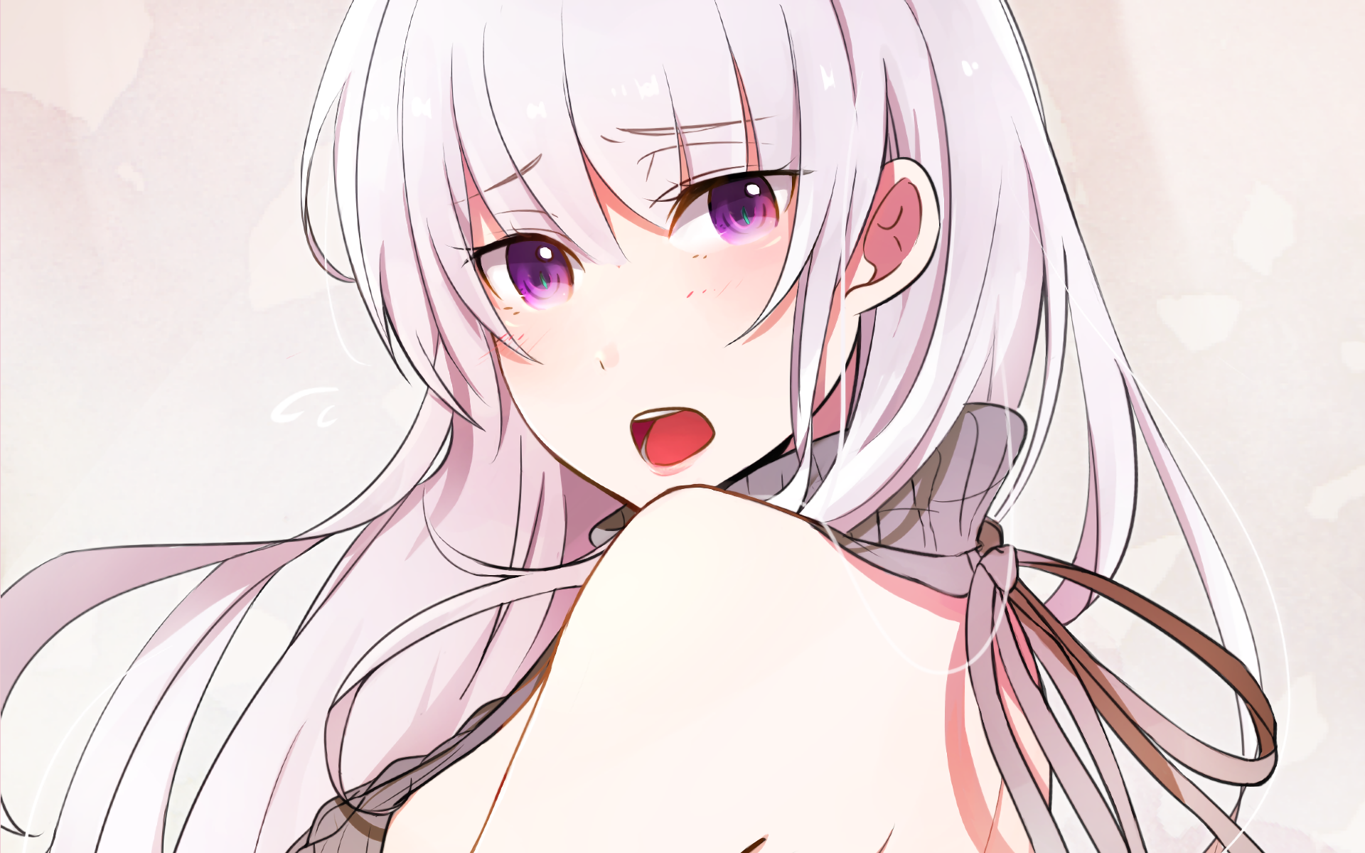 HD PC desktop wallpaper of Emilia from Re:Zero - Starting Life in Another World, featuring her detailed anime style with soft colors and expressive eyes.