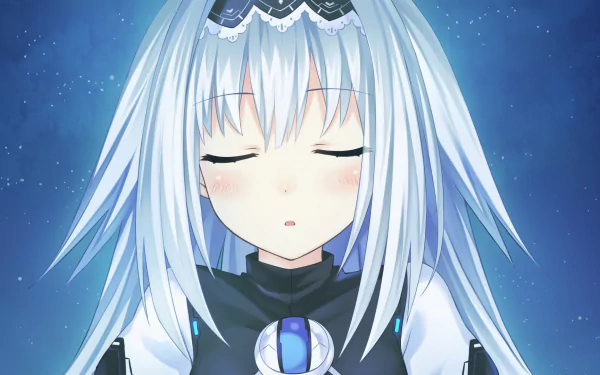 HD wallpaper featuring Maria Arusu, an anime character from Date A Live, with white hair and closed eyes set against a starry blue background.
