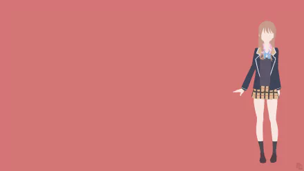 Minimalist 4K Ultra HD anime wallpaper featuring a Masamune-kun's Revenge character in a school uniform against a solid muted red background.