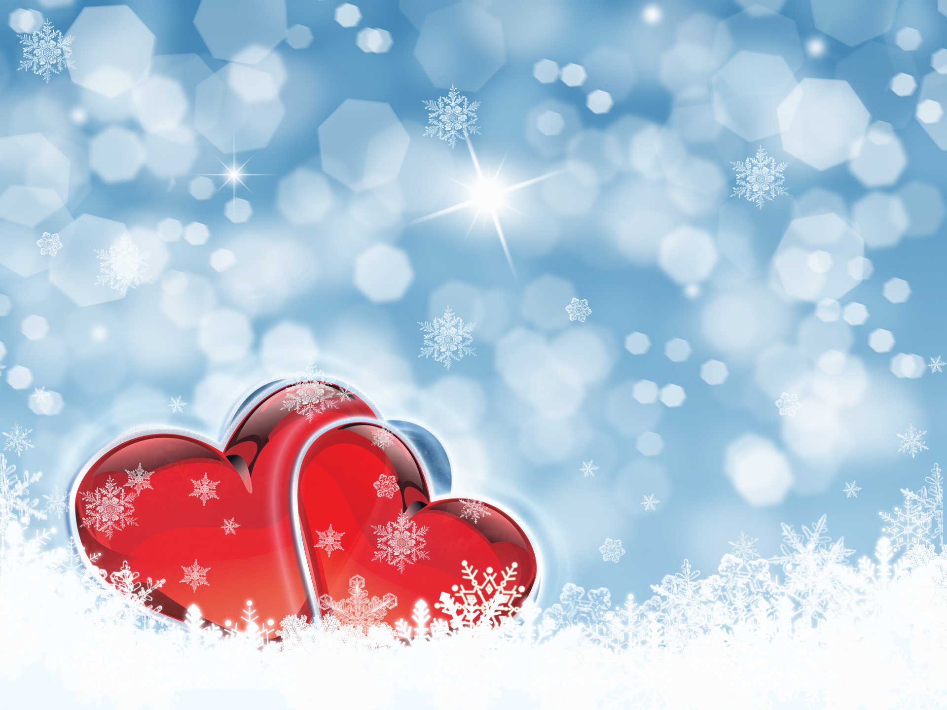 Download Snowflake Snow Red Artistic Heart 4k Ultra HD Wallpaper