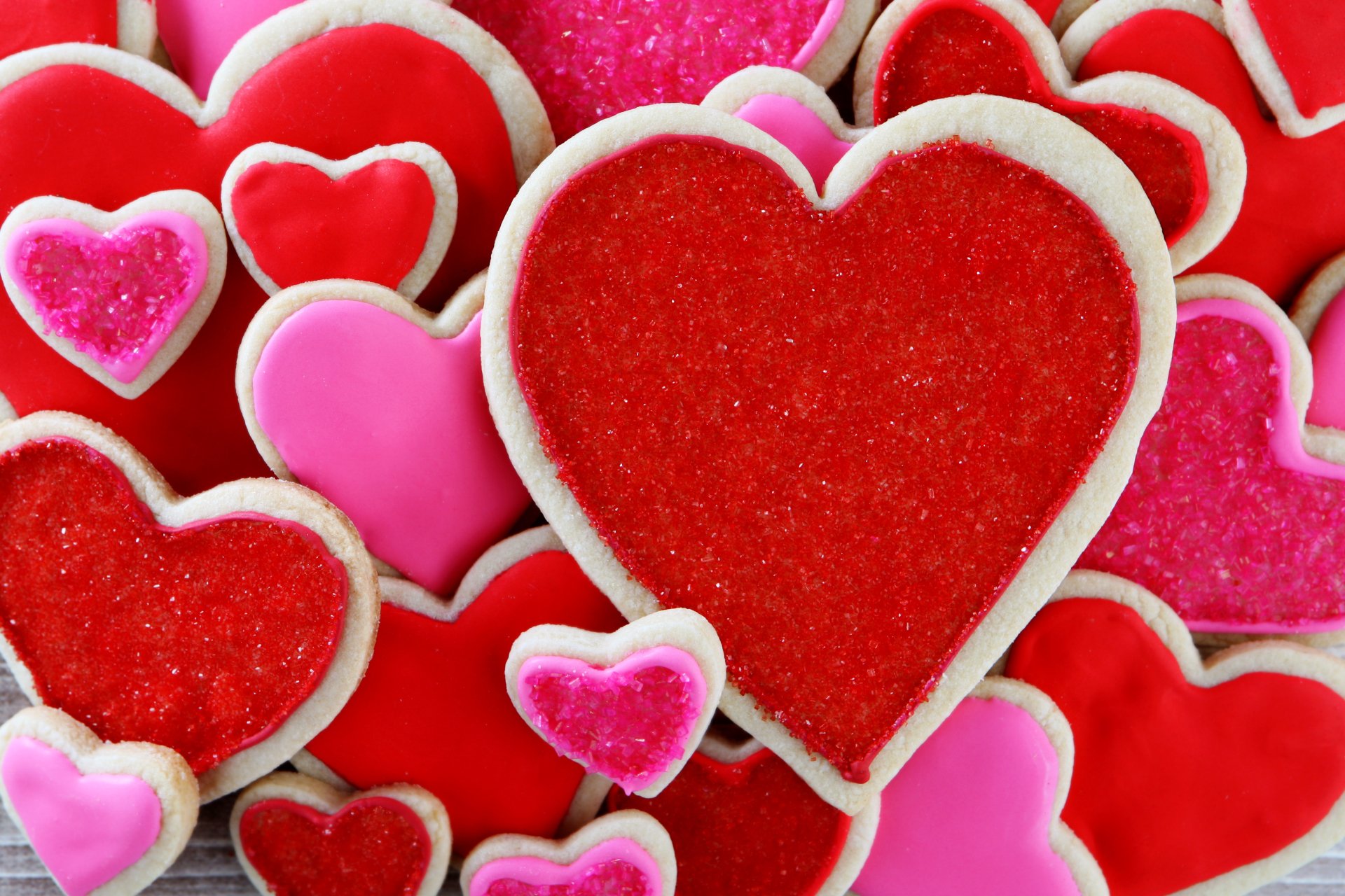 Download Pink Red Icing Heart-shaped Heart Food Cookie 4k Ultra HD Wallpaper