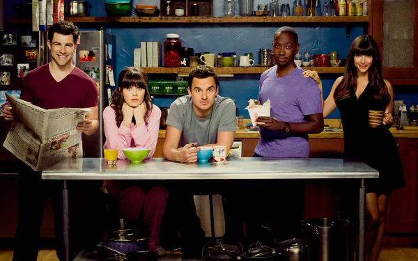 Winston Bishop Lamorne Morris Cece Parekh Hannah Simone Schmidt (New Girl) Max Greenfield Nick Miller Jake Johnson Jessica Day Zooey Deschanel TV Show New Girl HD Desktop Wallpaper | Background Image