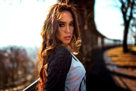 brown eyes brunette depth of field sunny woman model HD Desktop Wallpaper | Background Image