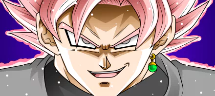 HD desktop wallpaper featuring Super Saiyan Rosé Black Goku from Dragon Ball Super, displaying his distinct pink hair and confident expression.