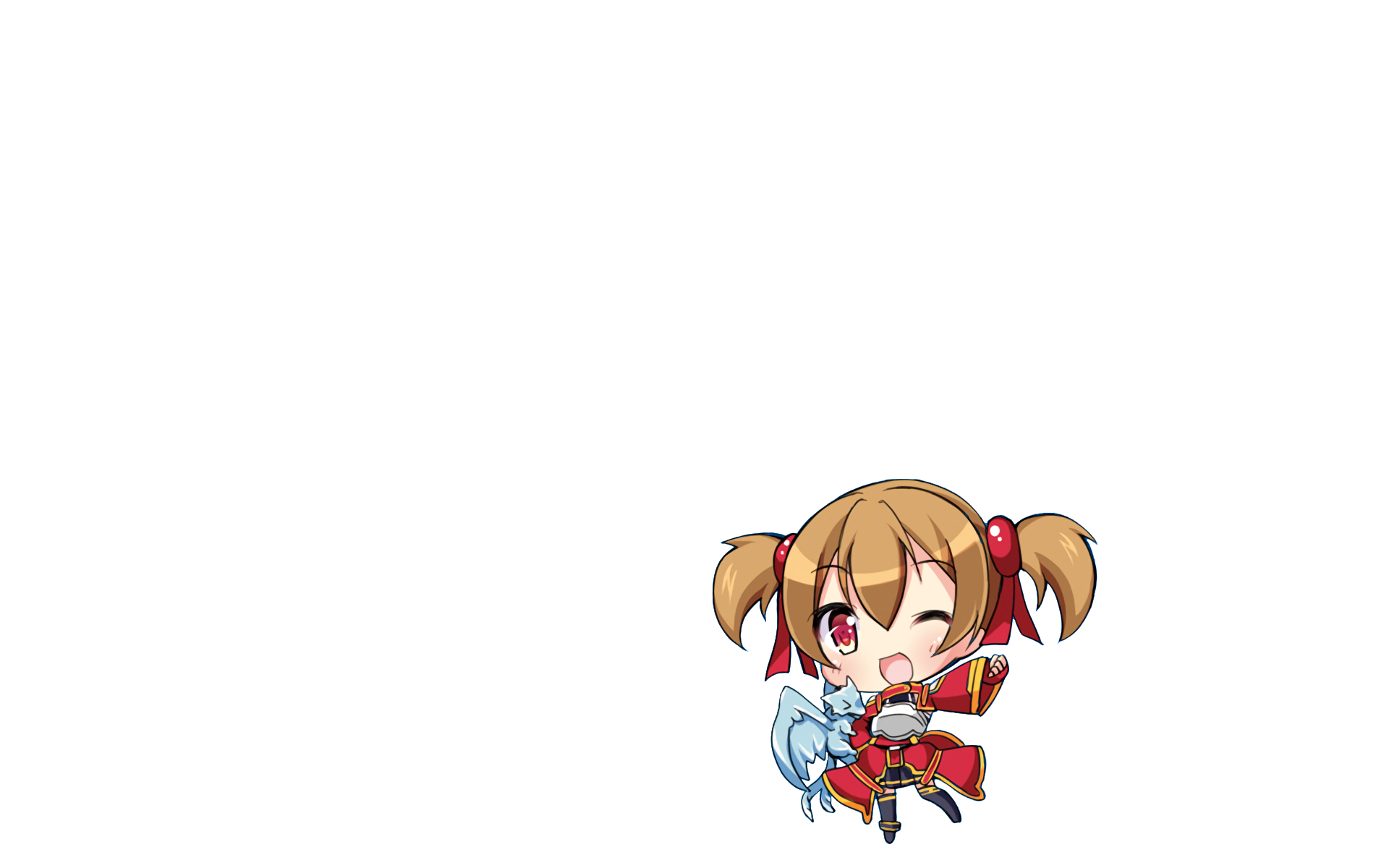 Chibi-style Silica from Sword Art Online, also known as Keiko Ayano, depicted with her signature dragon companion in a vibrant anime HD desktop wallpaper.