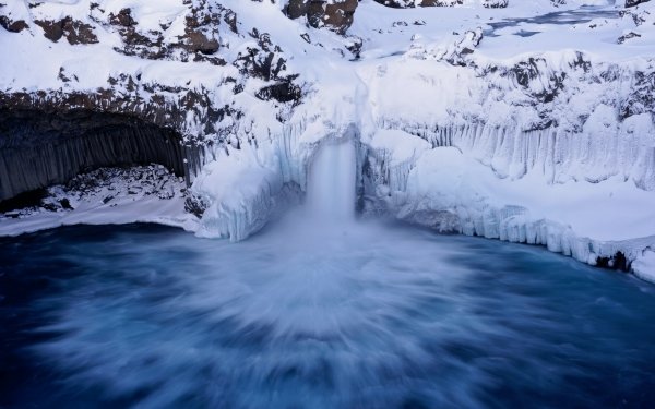 Nature Aldeyjarfoss Waterfalls Winter Ice Snow Waterfall HD Wallpaper | Background Image