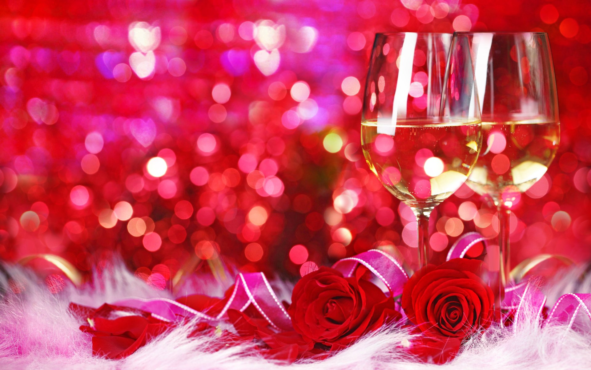 Download Glass Bokeh Pink Rose Holiday Valentine's Day 4k Ultra HD ...