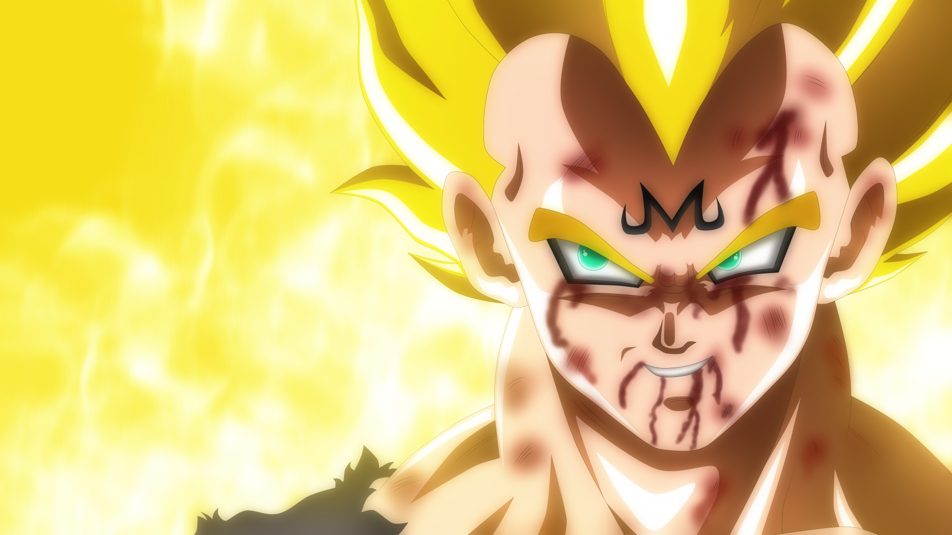 Vegeta from Dragon Ball Z, depicted in a dynamic pose with intense expressions, surrounded by a vibrant yellow aura. This 4K Ultra HD wallpaper captures the essence of anime action.