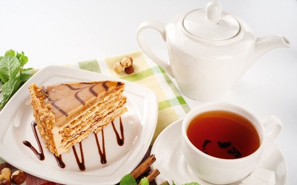 Food Dessert Still Life Tea Cake Teapot Cup HD Wallpaper | Background Image