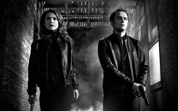 Matthew Rhys Keri Russell Black & White The Americans TV Show HD Desktop Wallpaper | Background Image