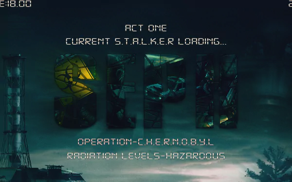 HD desktop wallpaper of the video game S.T.A.L.K.E.R.: Call of Pripyat, featuring a foreboding atmosphere with the text “Act One: Current S.T.A.L.K.E.R Loading... Operation C.H.E.R.N.O.B.Y.L and Radiation Levels: Hazardous.
