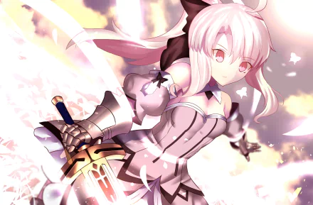 HD desktop wallpaper featuring an anime character from Fate/kaleid liner Prisma Illya, wielding a sword, with a vibrant and dynamic background.