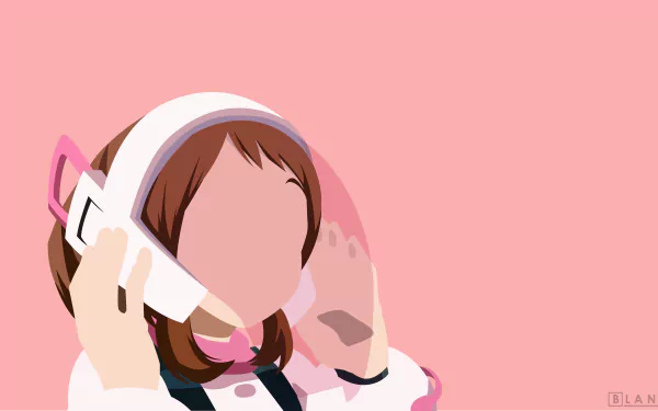 Anime-style illustration of a My Hero Academia character wearing a white and pink headset, designed as an 8K Ultra HD PC desktop wallpaper and background.