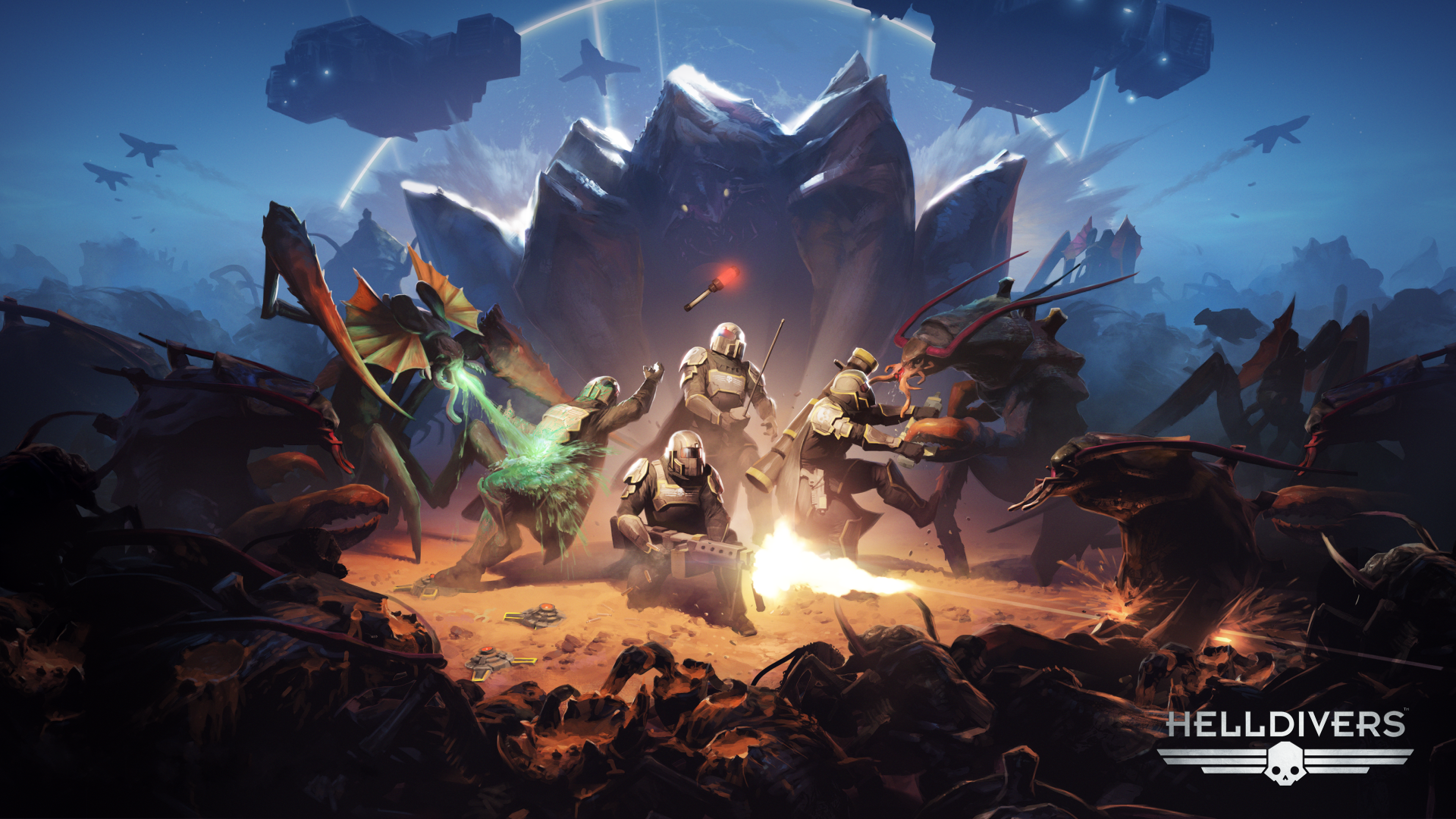 Helldivers game action scene hd wallpaper