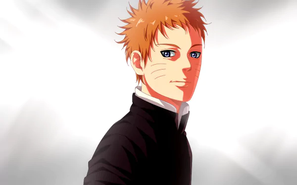 HD anime desktop wallpaper featuring Naruto Uzumaki from Boruto, showcasing his distinctive whisker marks and bright orange hair against a light background.