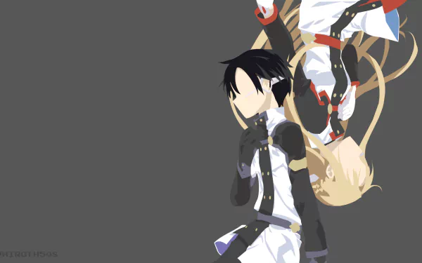 HD PC desktop wallpaper: anime art from Sword Art Online Movie: Ordinal Scale showing Kirito and Asuna in minimalist silhouettes against a muted gray background.