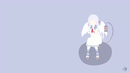 4K Ultra HD anime wallpaper featuring Raphiel Shiraha Ainsworth from Gabriel DropOut, depicted in a soft pastel style holding a lantern against a muted lavender background.