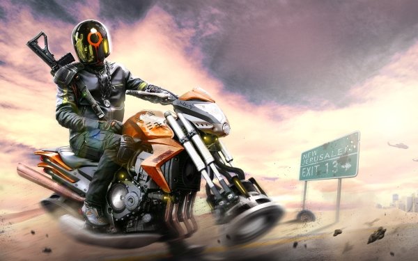 Sci Fi Warrior Vehicle Motorcycle Futuristic Sand Helmet HD Wallpaper | Background Image
