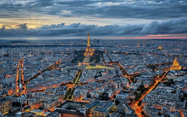 Man Made Paris Cities France City Cityscape Light Evening Horizon Cloud Eiffel Tower HD Wallpaper | Background Image