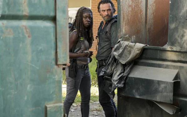 Danai Gurira Michonne (The Walking Dead) Rick Grimes Andrew Lincoln TV Show The Walking Dead HD Desktop Wallpaper | Background Image