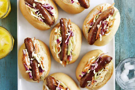  Crunchy Roll Sausage Hot Dogs with Chunky Coleslaw
