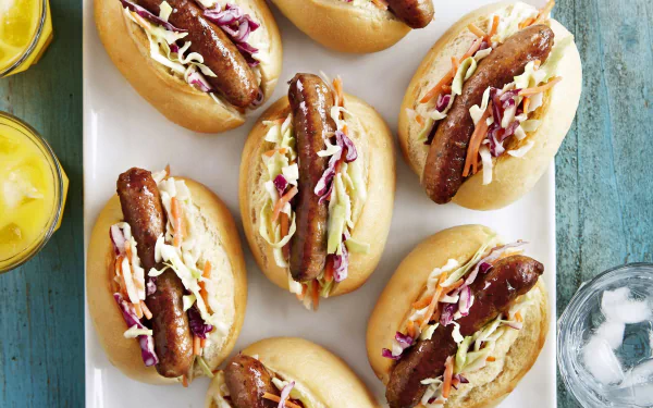  Crunchy Roll Sausage Hot Dogs with Chunky Coleslaw