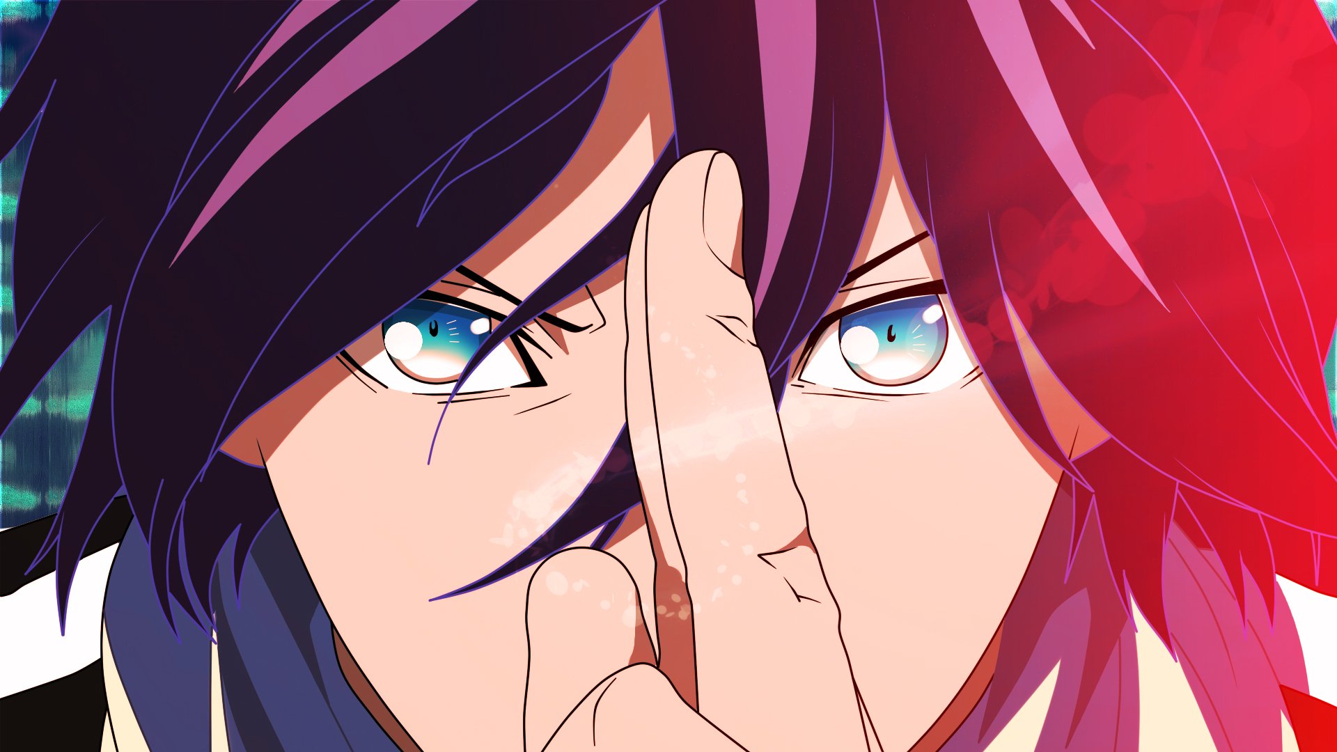 HD desktop wallpaper and background featuring Yato from the anime Noragami, with intense blue eyes and a focused expression, highlighting the character's striking features.