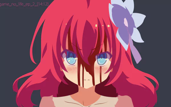 Stephanie Dola (No Game No Life) 5K Ultra HD PC desktop wallpaper/background, close-up anime portrait with pink hair, blue eyes, bow, and dramatic shadowed streaks.