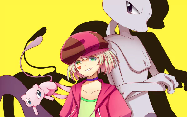 Mew (Pokémon) Mewtwo (Pokémon) Tet (No Game No Life) Anime crossover HD Desktop Wallpaper | Background Image