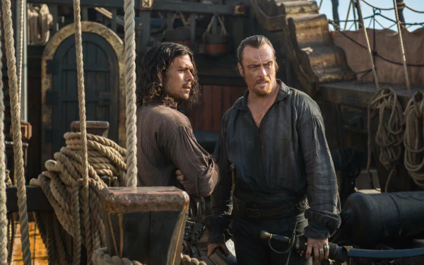 John Silver (Black Sails) Luke Arnold Captain Flint (Black Sails) Toby Stephens TV Show Black Sails HD Desktop Wallpaper | Background Image