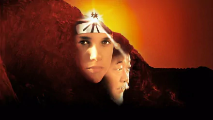 HD PC desktop wallpaper and background: The Karate Kid, Part III poster-style image with two faces emerging from red rock against a glowing orange sunset.