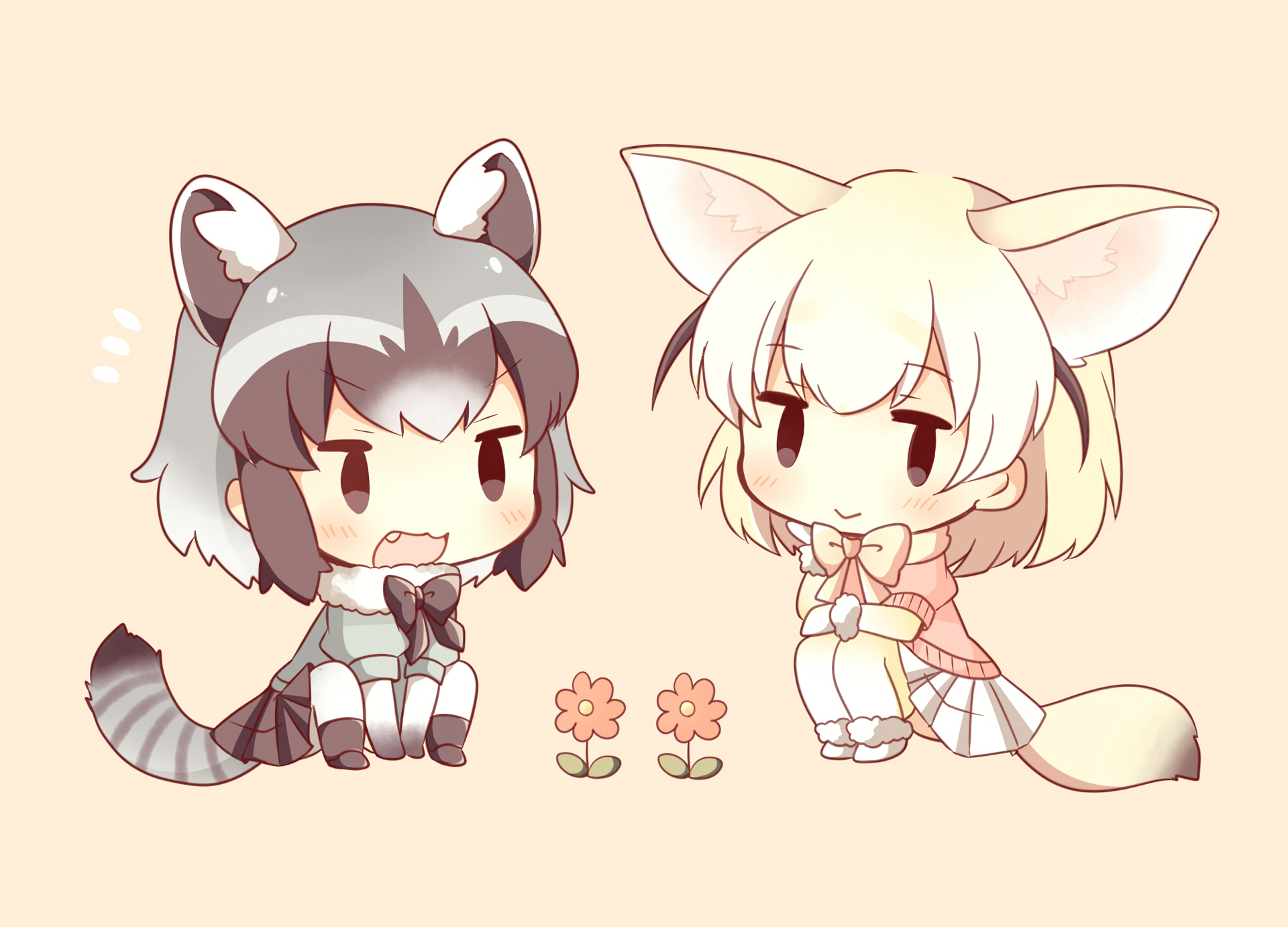 Download Raccoon (Kemono Friends) Fennec (Kemono Friends) Anime Kemono Friends HD Wallpaper