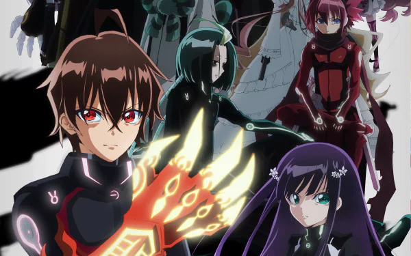Rokuro Enmadou and Benio Adashino from Twin Star Exorcists featured in a dynamic HD anime desktop wallpaper, showcasing their unique abilities and intense expressions.