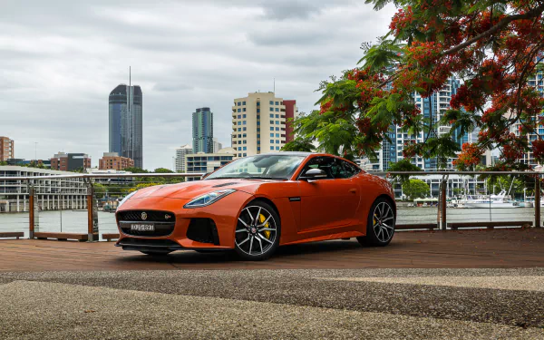 orange car car Jaguar (Car) vehicle Jaguar F-Type HD Desktop Wallpaper | Background Image