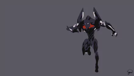 HD PC desktop wallpaper featuring a minimalist design of Evangelion Unit-03 from the anime Neon Genesis Evangelion, set against a plain gray background.
