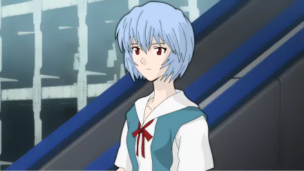 HD PC desktop wallpaper featuring Rei Ayanami from the anime Evangelion: 1.0 You Are (Not) Alone, showcasing her with a calm expression and iconic blue hair.