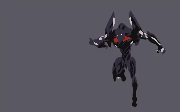 HD PC desktop wallpaper featuring a minimalist design of Evangelion Unit-03 from the anime Neon Genesis Evangelion, set against a plain gray background.