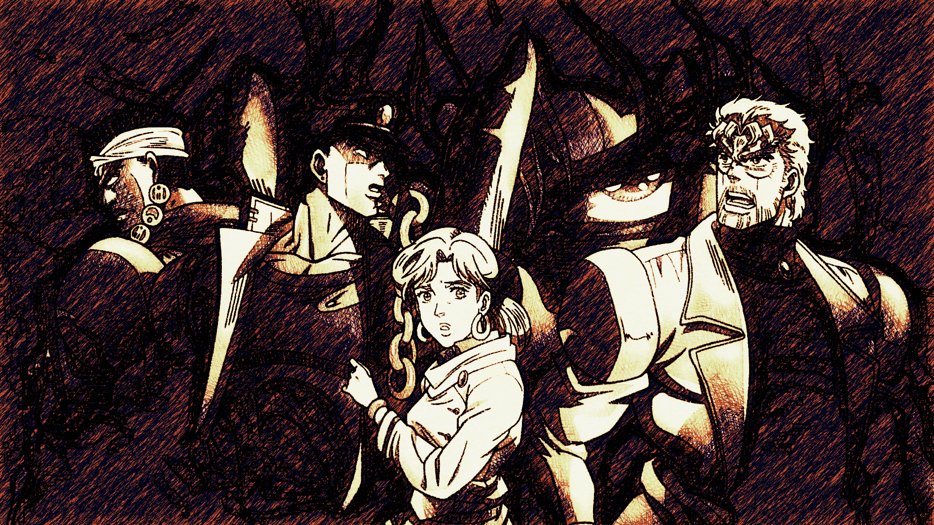 Download Dio Brando Muhammad Avdol Jotaro Kujo Holly Kujo Joseph Joestar Anime Jojo's Bizarre Adventure HD Wallpaper