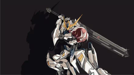 HD desktop wallpaper of ASW-G-08 Gundam Barbatos Lupus from Mobile Suit Gundam: Iron-Blooded Orphans. The mecha from Tekkadan stands against a dark background, highlighting its imposing armor and weaponry.