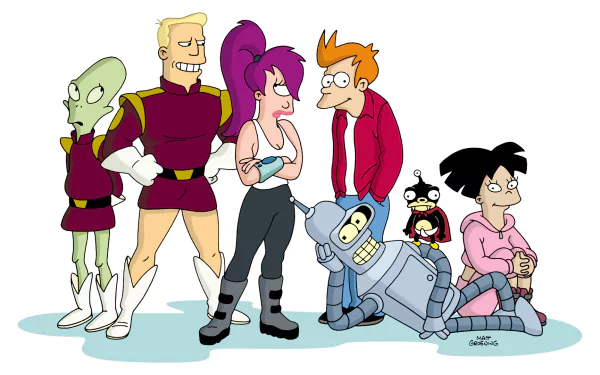 Nibbler (Futurama) Amy Wong Zapp Brannigan Leela (Futurama) Fry (Futurama) Bender (Futurama) TV Show Futurama HD Desktop Wallpaper | Background Image