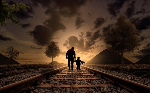 Photography Manipulation People Child Railroad Love HD Wallpaper | Background Image