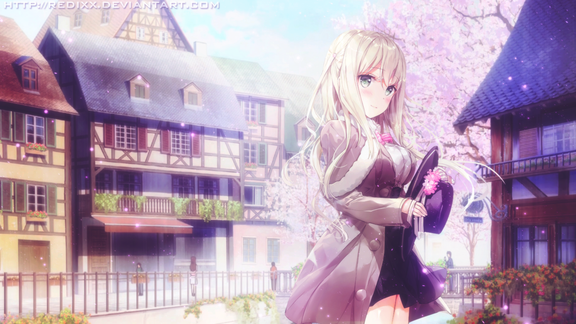 Original Anime Blossom Town HD Wallpaper