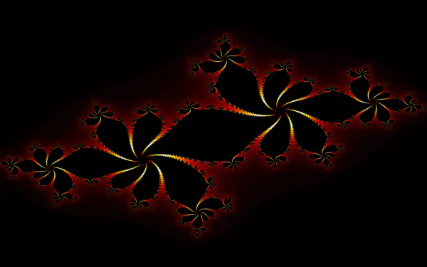 Abstract Julia Set fractal with intricate red and black patterns, rendered in 8K Ultra HD as a simple, striking PC desktop wallpaper and background.