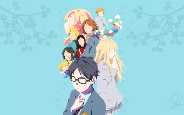 Nagi Aiza Ryota Watari Tsubaki Sawabe Emi Igawa Takeshi Aiza Kousei Arima Kaori Miyazono Anime Your Lie in April HD Desktop Wallpaper | Background Image