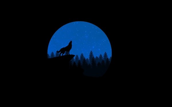 Animal Artistic Wolf Moon Minimalist HD Wallpaper | Background Image