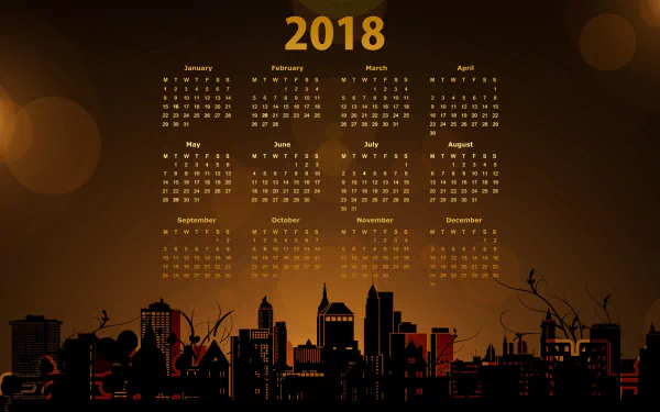  2018 Calendar with a Cityscape