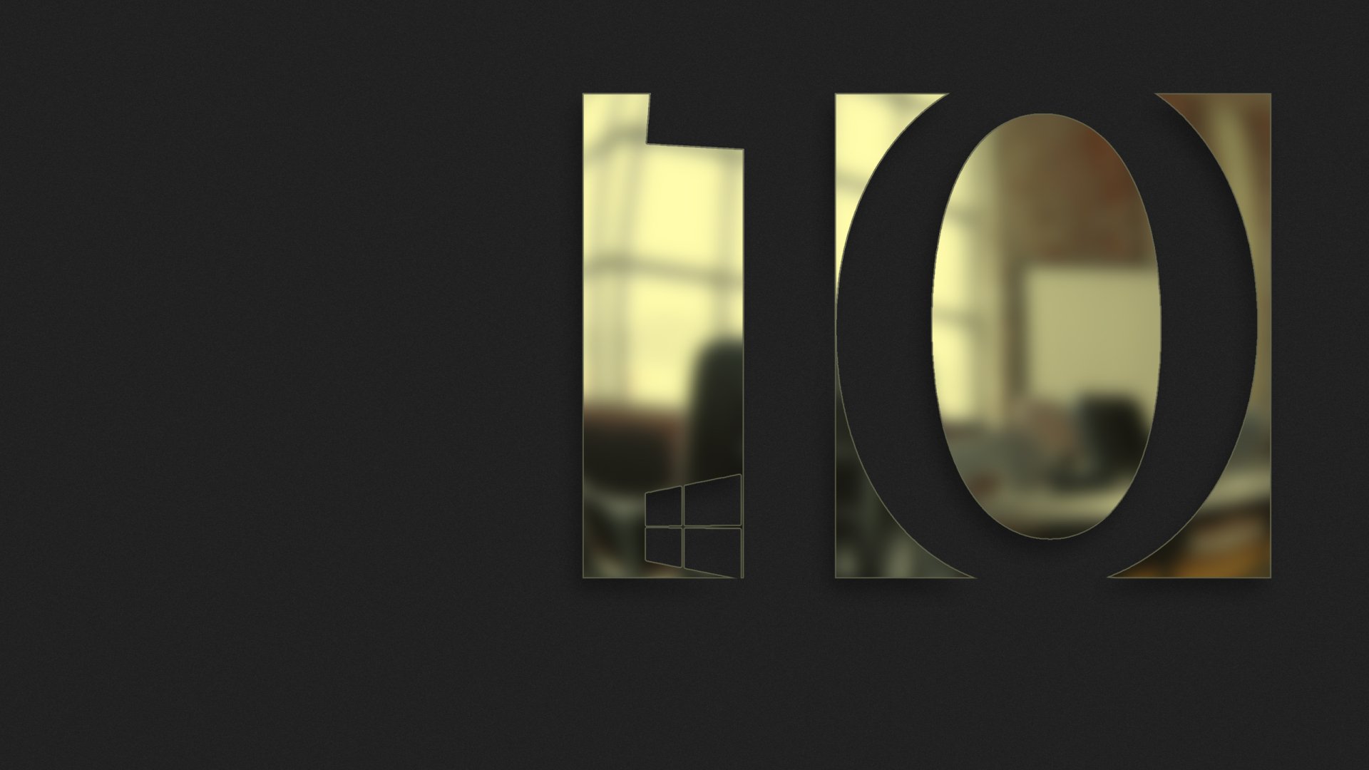 Minimalist dark Windows 10 logo design with a subtle reflection effect, creating a sleek and modern HD PC desktop wallpaper background.